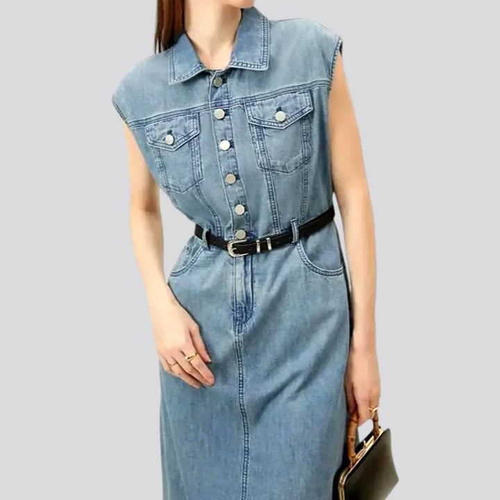 Lightweight Mid-length Faded Denim Dress | Jeans4you.shop