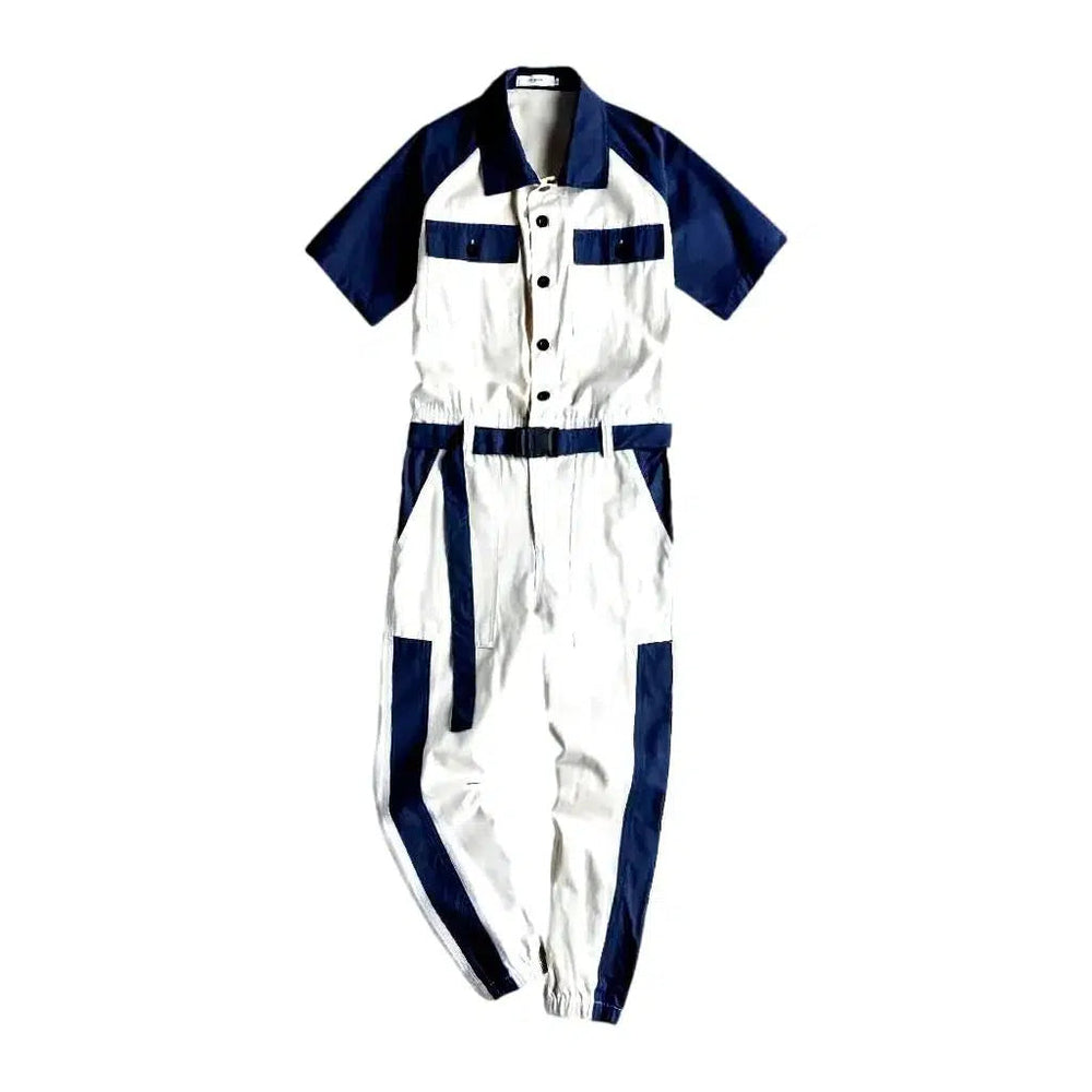 Loose Fit Men’s Jeans Jumpsuit - White