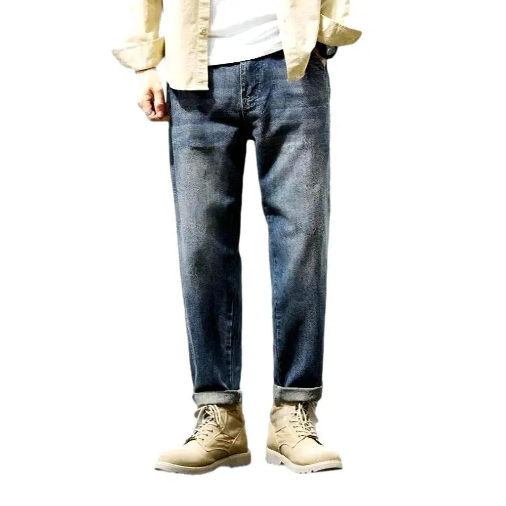 Loose men's high-waist jeans
