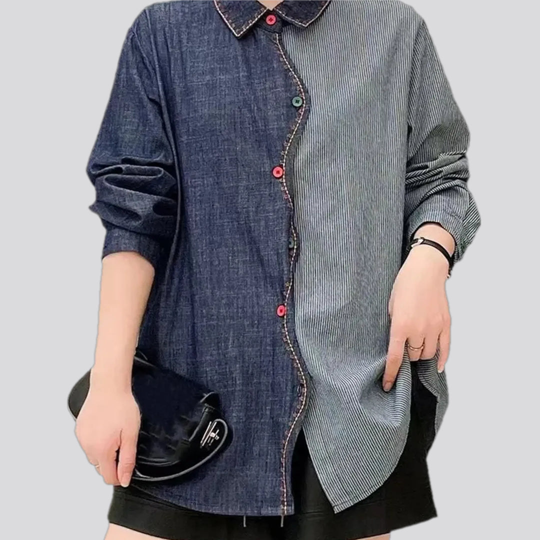 Medium Striped Extra-large Denim Shirt for Women | Jeans4you.shop