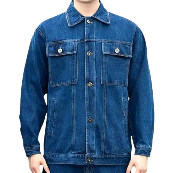 Medium-wash men's denim jacket