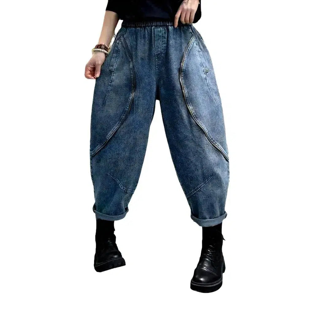 Medium-wash women's jean pants