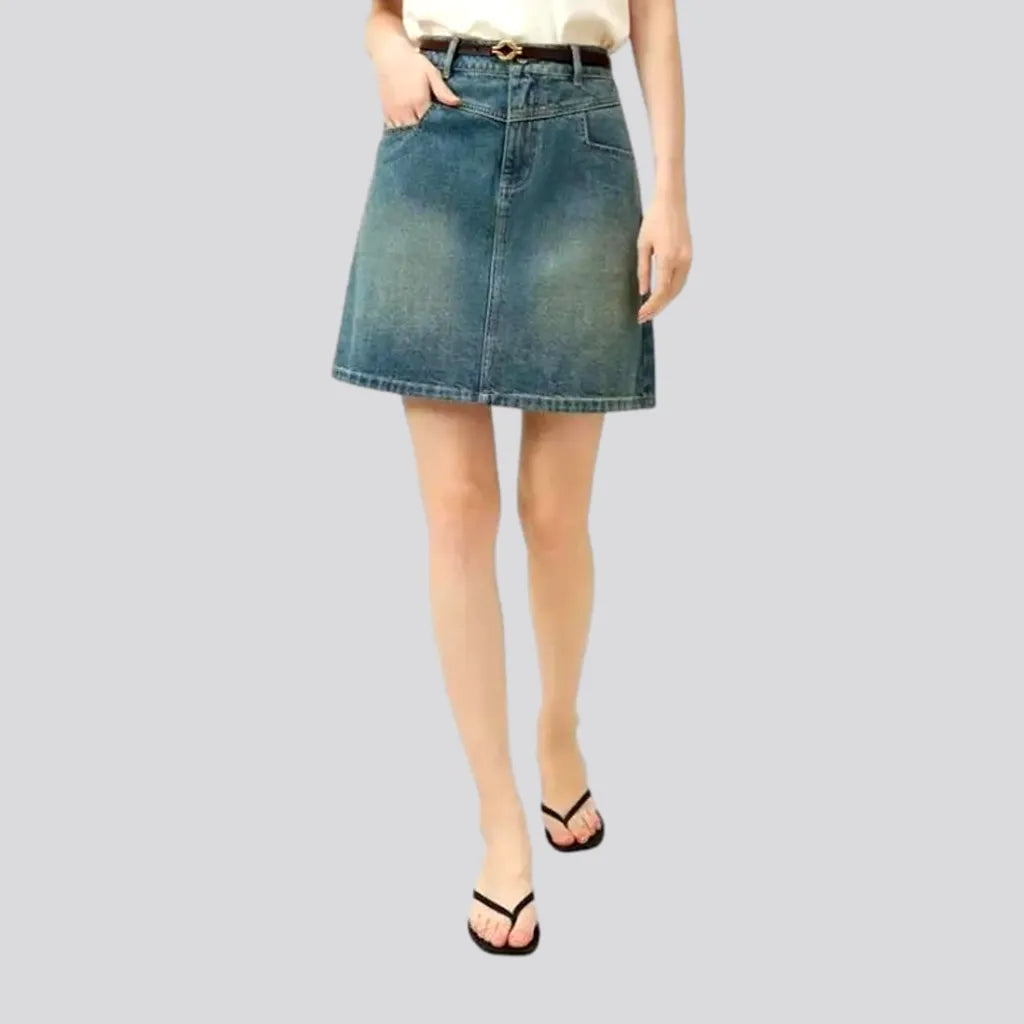 Micro Length Stylish Stonewashed Denim Skirt | Jeans4you.shop