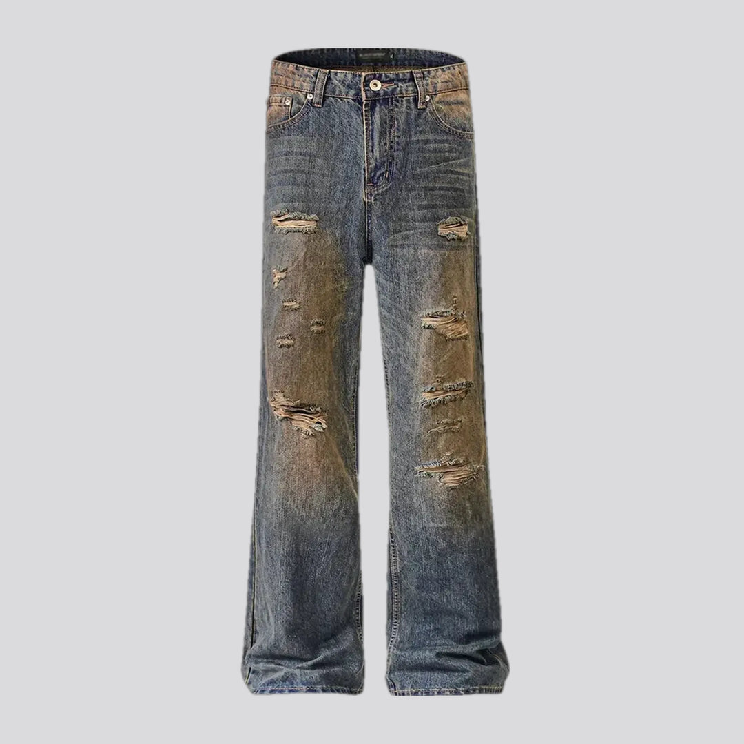 Mid Rise Wide Fit Grunge Jeans for Men | Jeans4you.shop