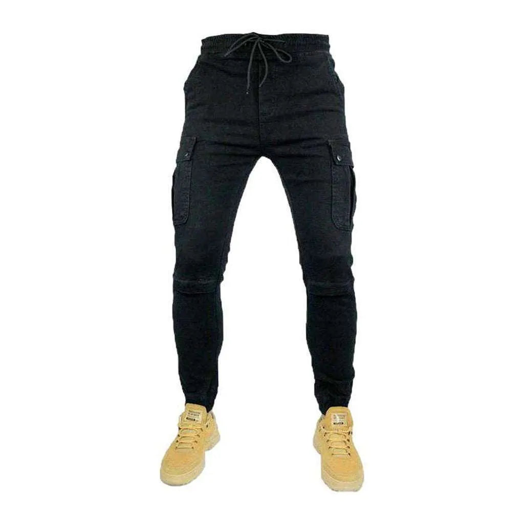 Mid-waist biker men's denim pants