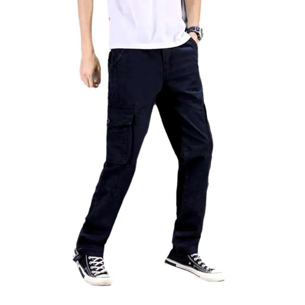 Mid-waist color denim pants
 for men