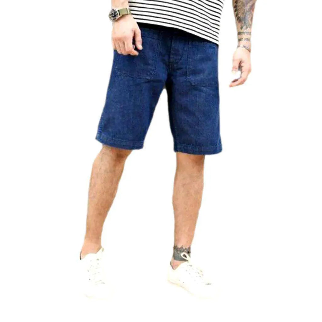 Mid-waist denim shorts
 for men