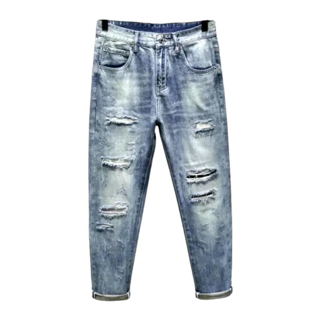 Mid-waist men's loose jeans