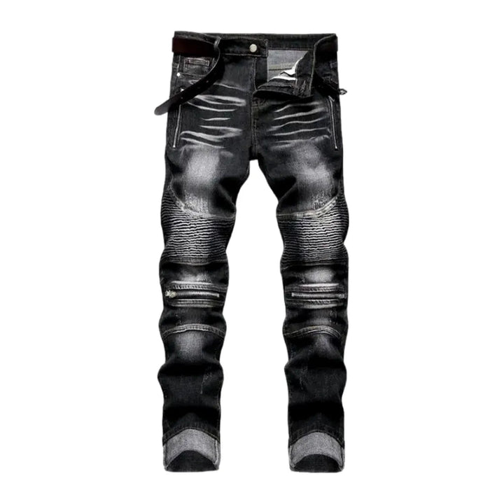 Mid-waist skinny men's riding jeans