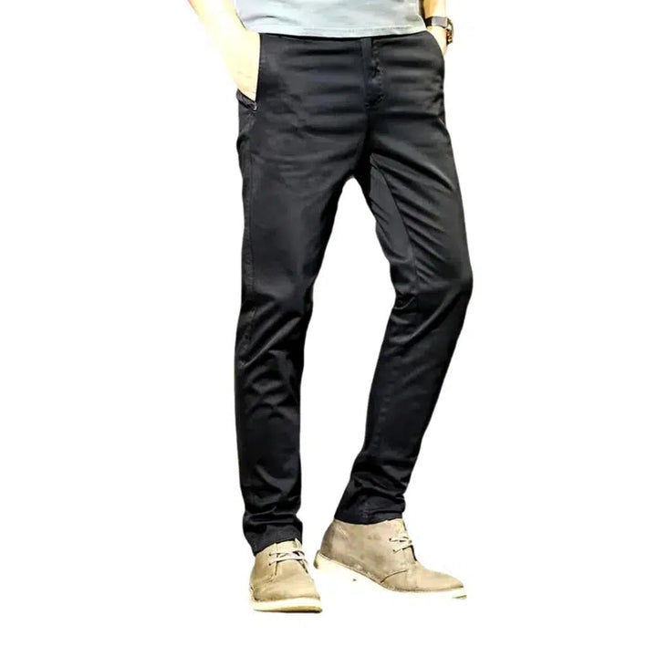 Mid-waist slim men's jeans pants