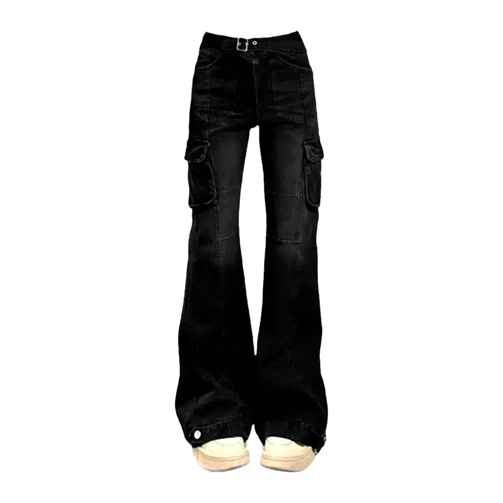 Mid-waist women's floor-length jeans