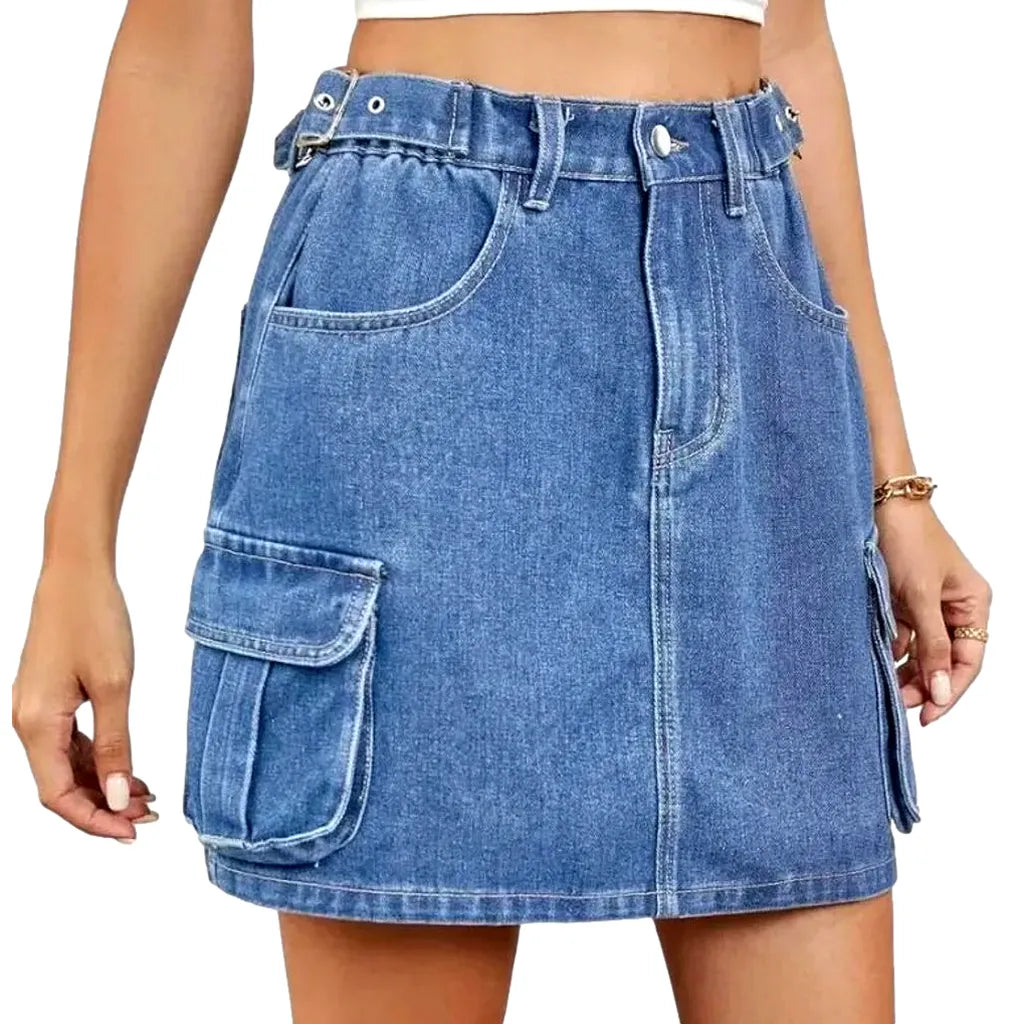 Mini high-waist women's denim skirt