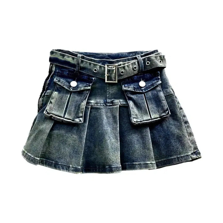 Mini mid-waist denim skirt