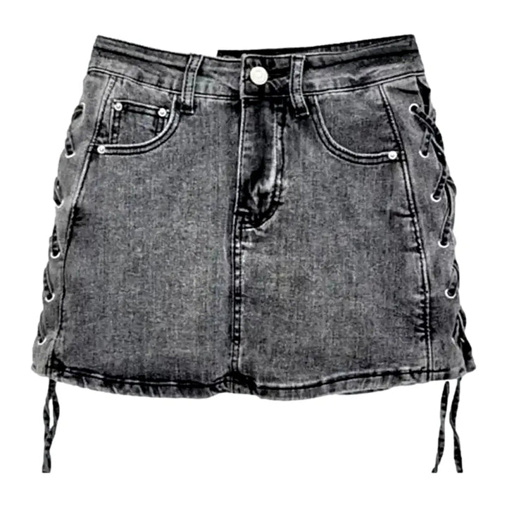 Mini mid-waist women's jeans skirt