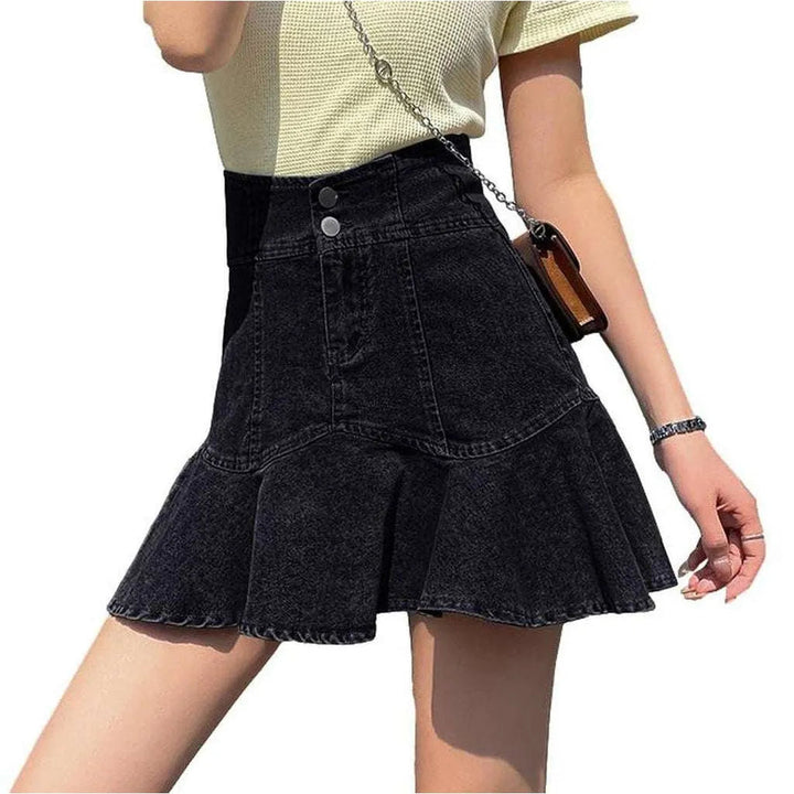 Mini skater denim skirt