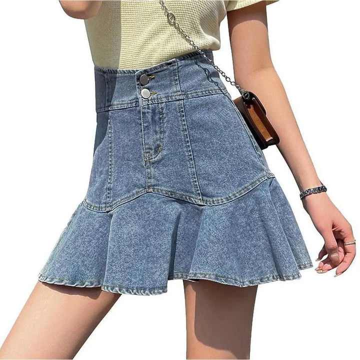 Mini skater denim skirt