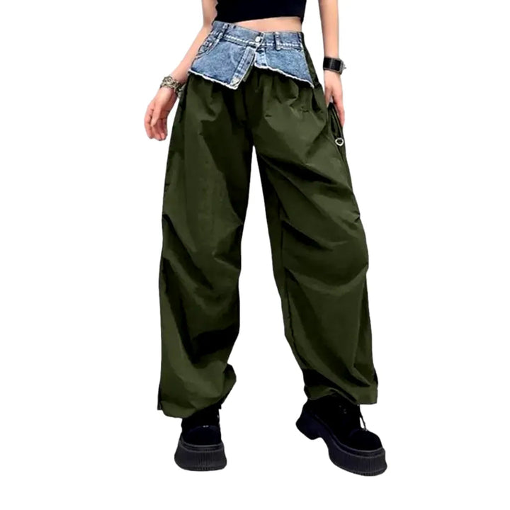 Mixed-fabrics women's denim pants