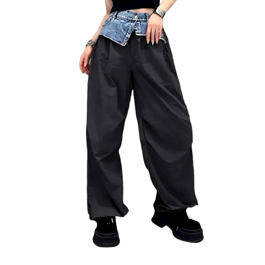 Mixed-fabrics women's denim pants