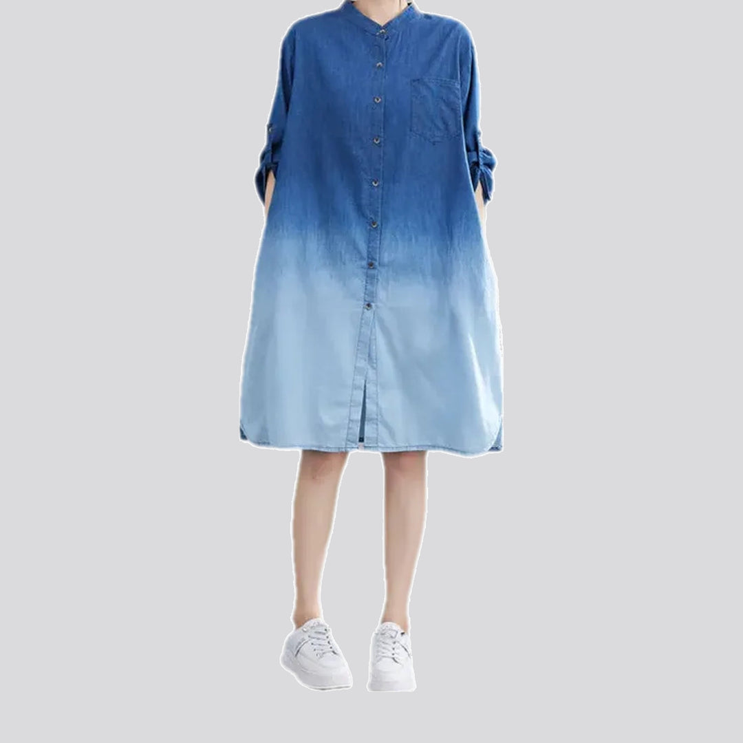 Ombre Side Hem Shirt Denim Dress | Jeans4you.shop