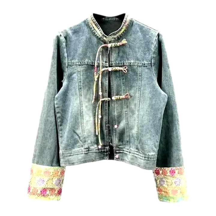 Ornament vintage denim jacket
 for ladies