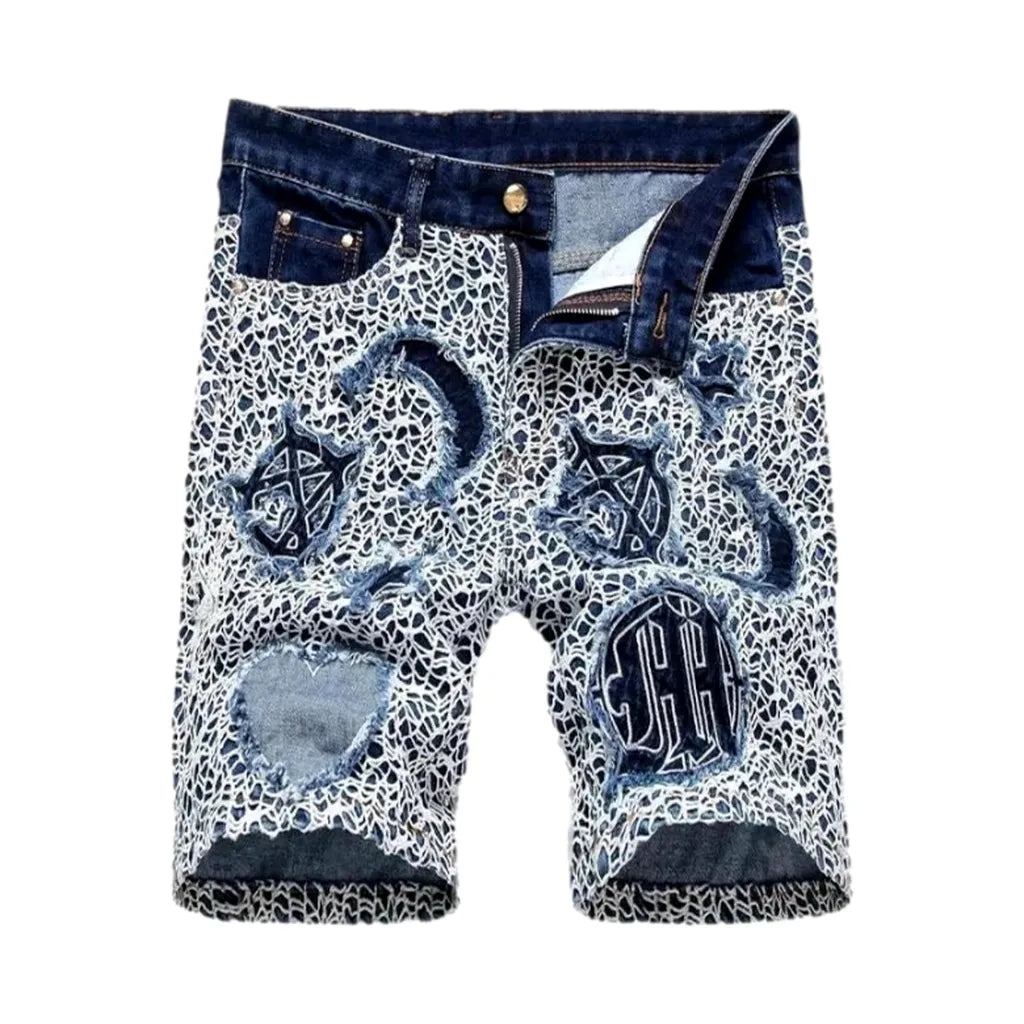 Ornamented men's mid-rise jeans