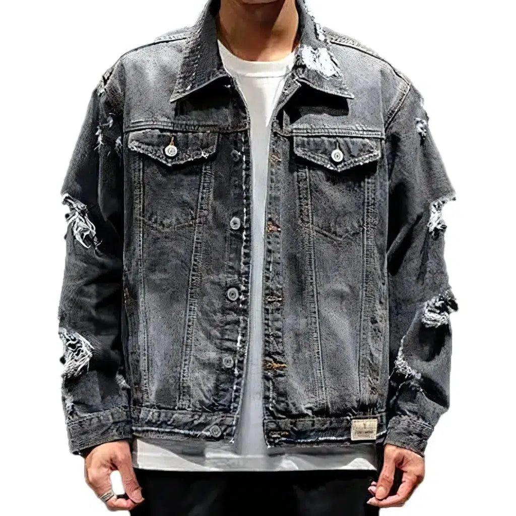 Oversized grunge men's jean jacket