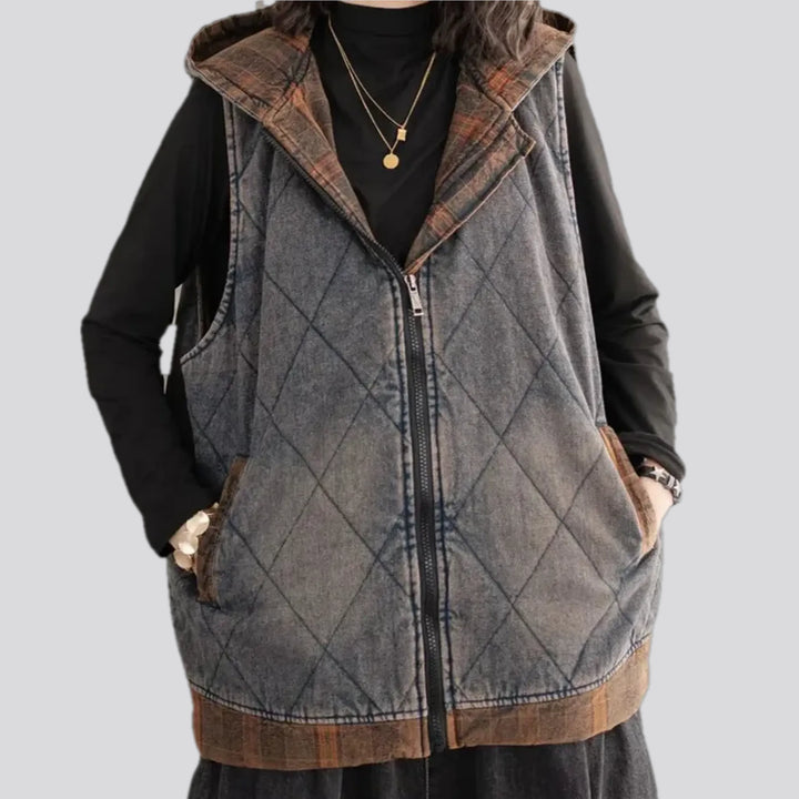 Oversized Quilted Jean Vest for Ladies | Jeans4you.shop