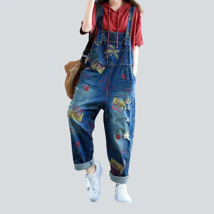 Painted denim dungaree for women | Jeans4you.shop