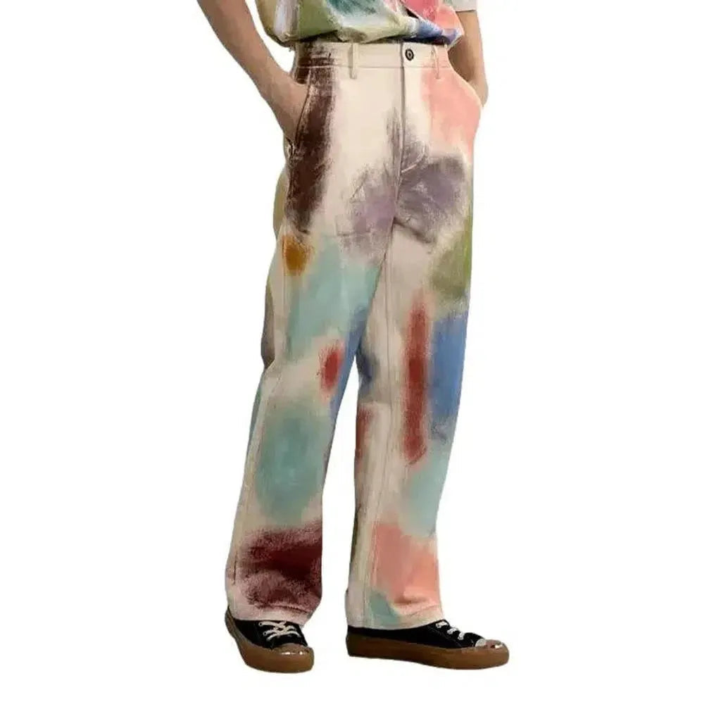 Painted denim pants
 for women