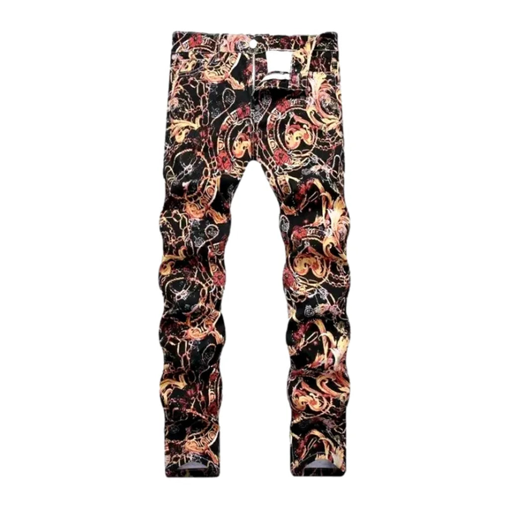 Painted ornament jeans
 for men