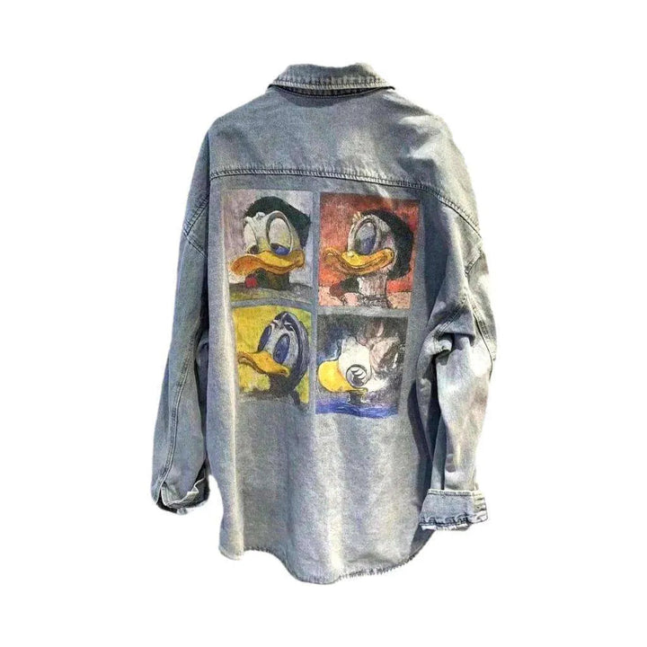 Painted vintage denim jacket
 for ladies