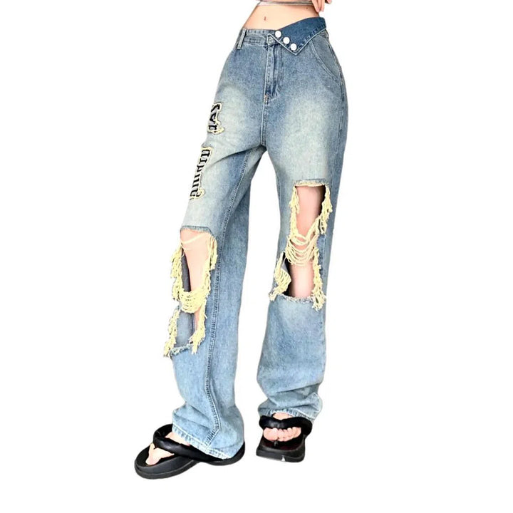 Painted vintage jeans
 for women