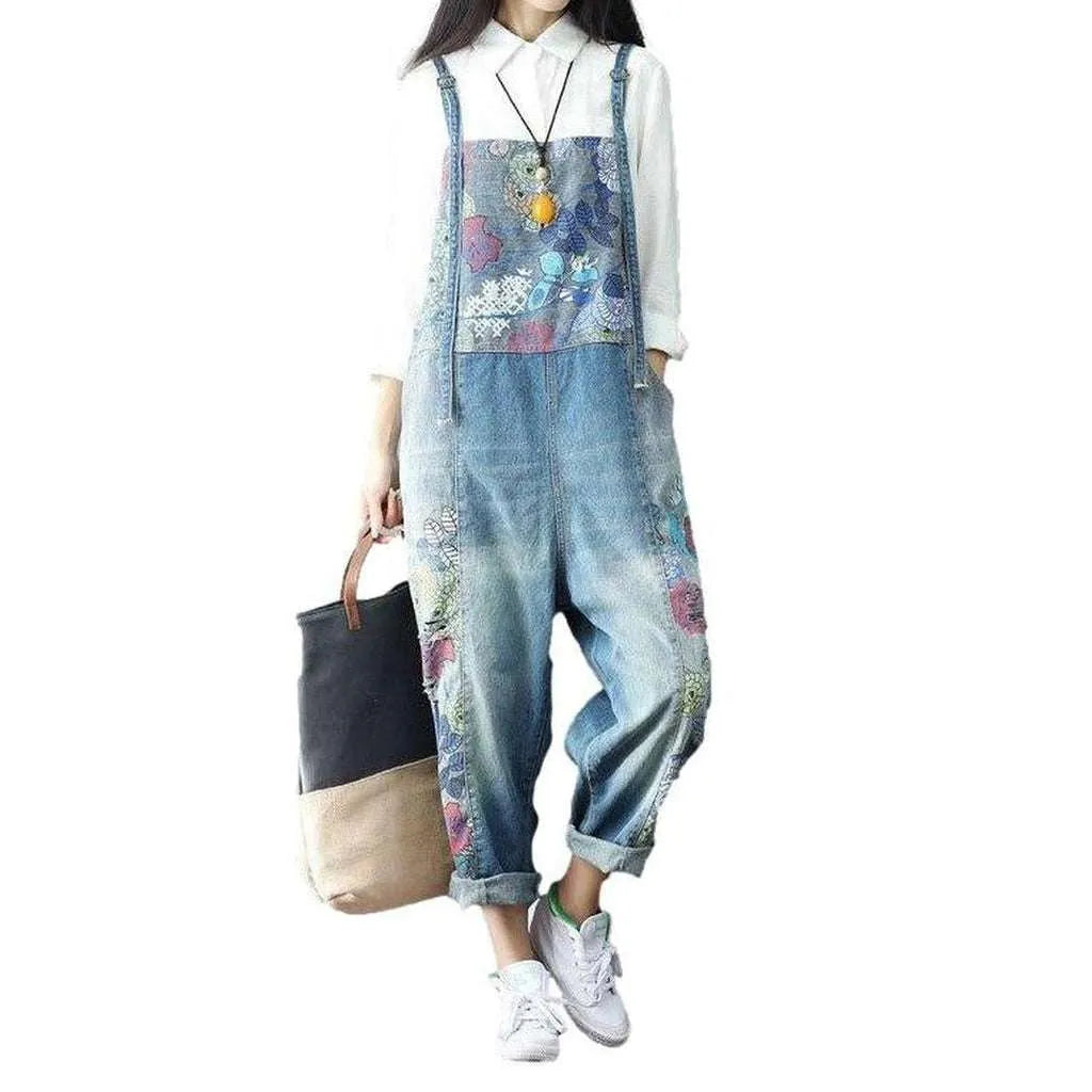 Painted Women's Jean Dungaree - Blue