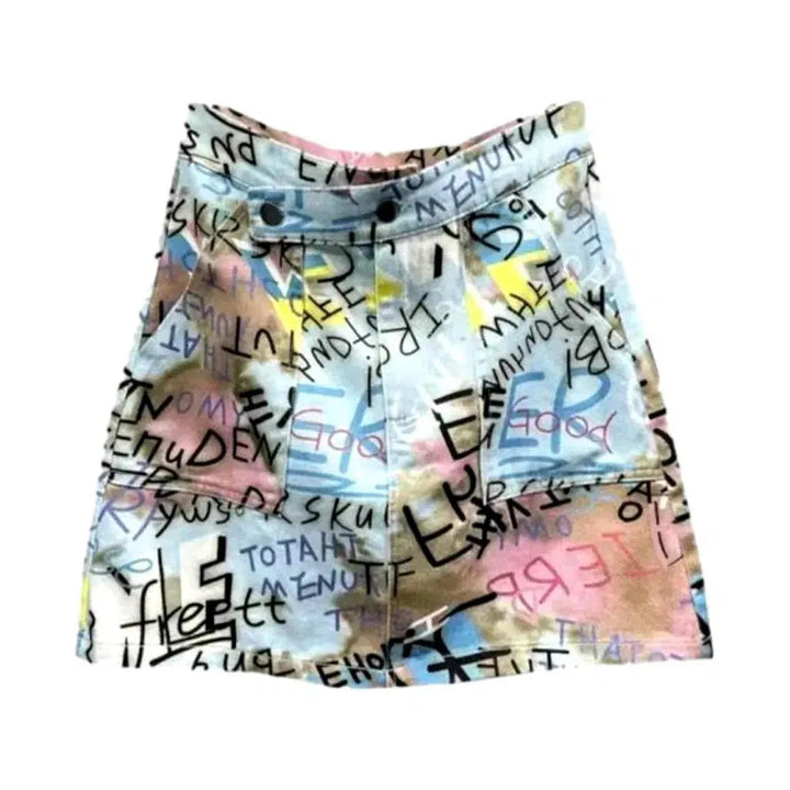 Painted women's jean skirt