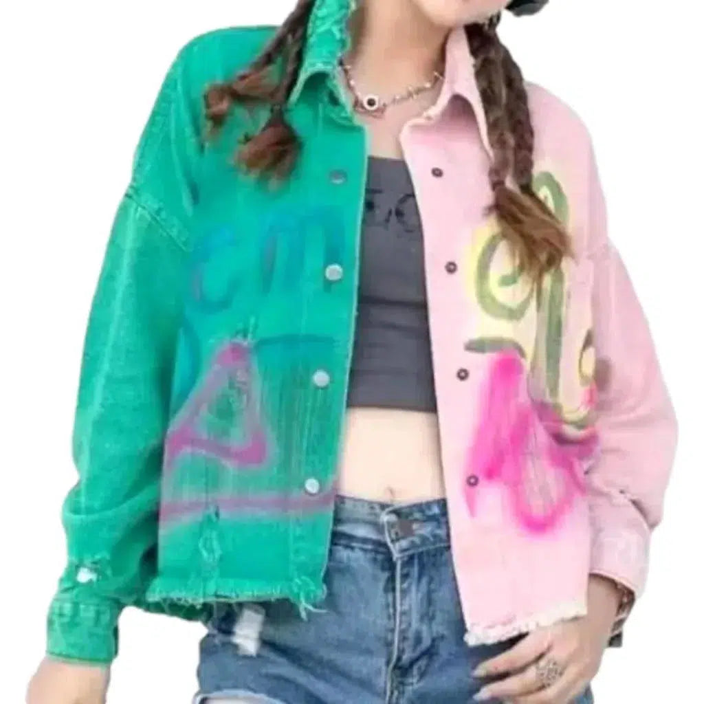 Painted y2k women's jeans jacket