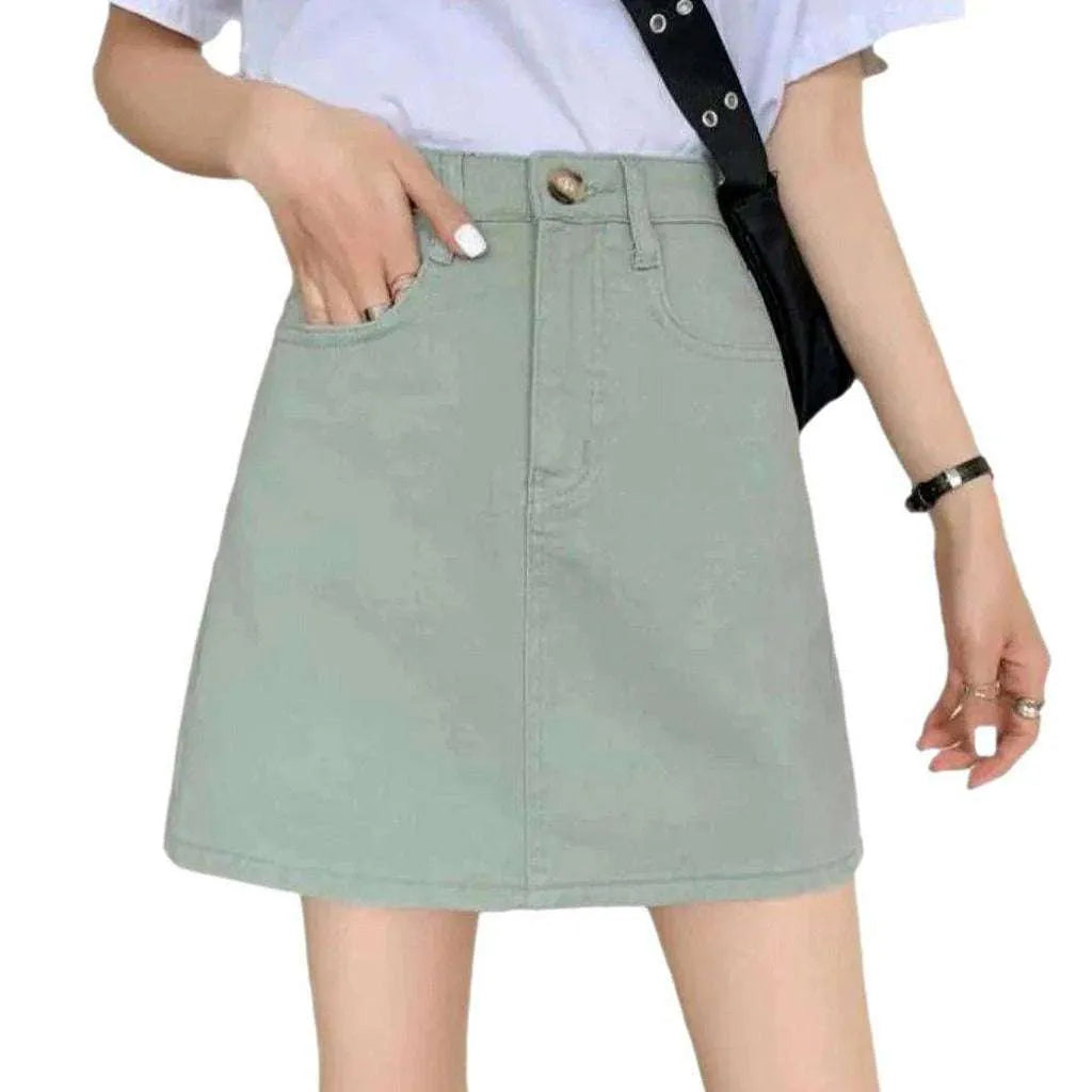 Pale color short denim skirt