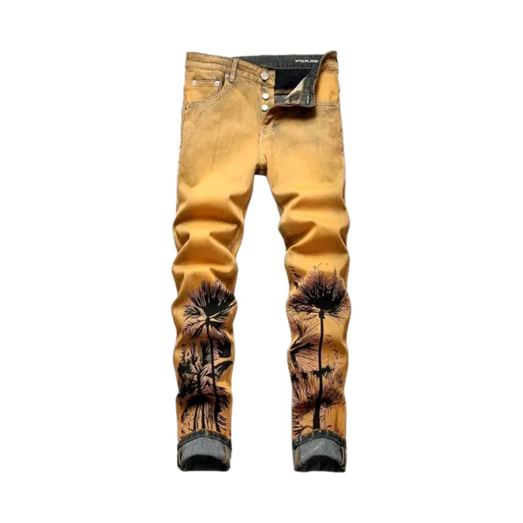 Palms-print men's y2k jeans