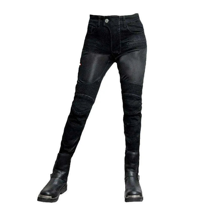 Patchwork women's biker jeans