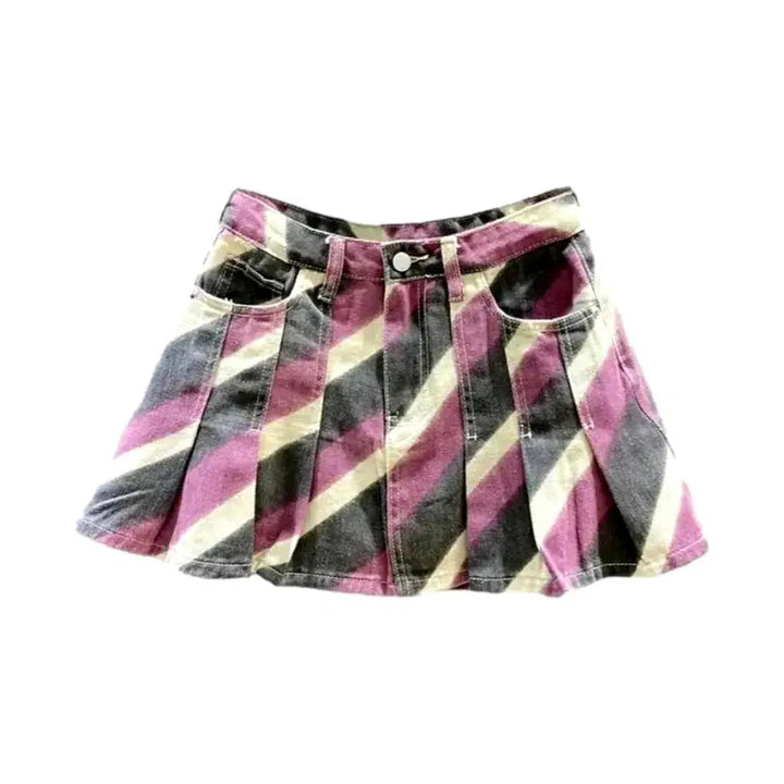 Pleated jean skort
 for women