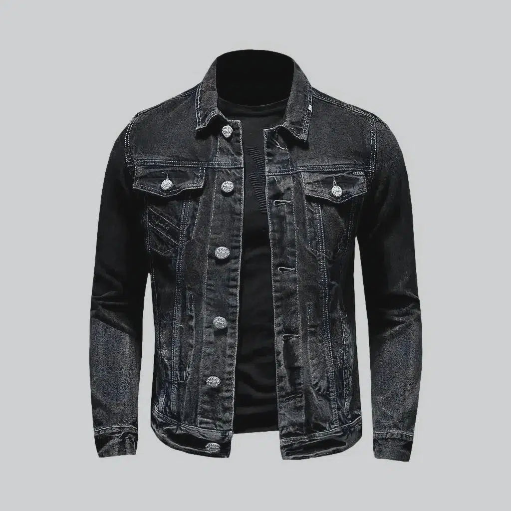 Black slim jean jacket
 for men | Jeans4you.shop