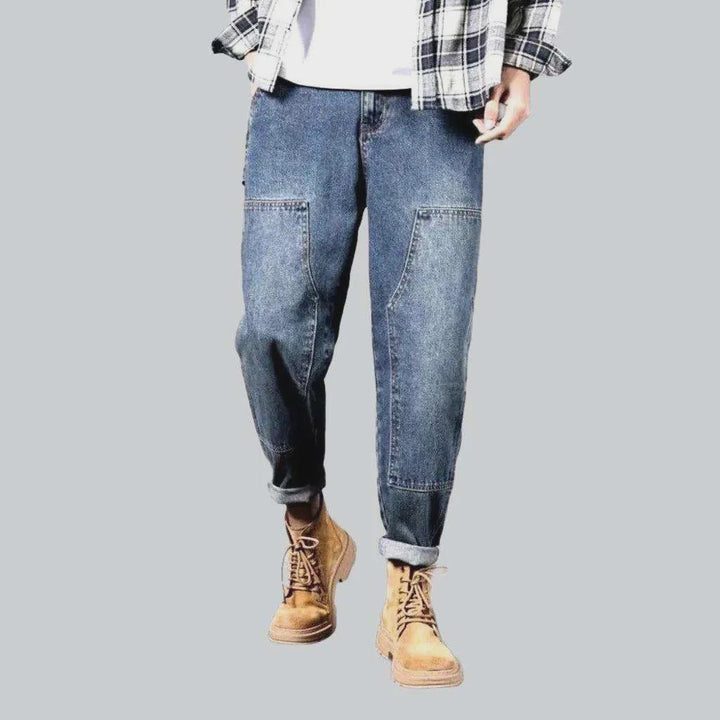 Patched legs carpenter men's jeans | Jeans4you.shop