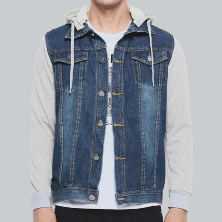 Cotton sleeve hooded denim jacket | Jeans4you.shop