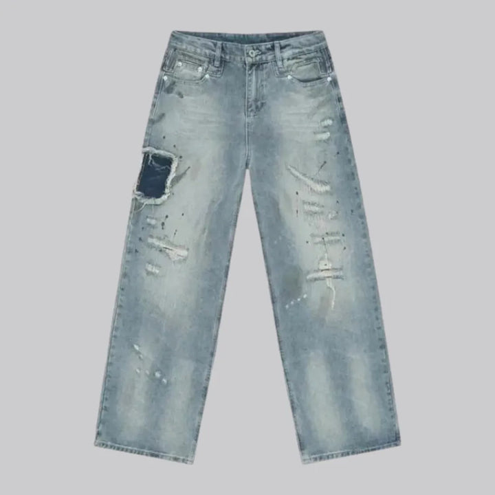 Baggy grunge style light wash men's jeans | Jeans4you.shop