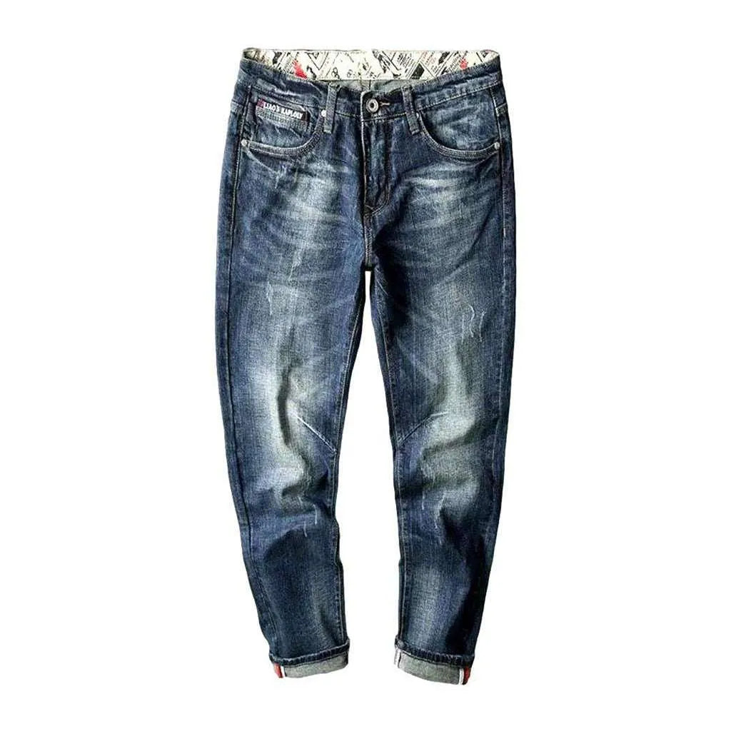 Printed pockets vintage men's jeans