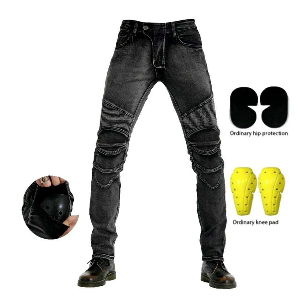 Protective grey men's biker jeans