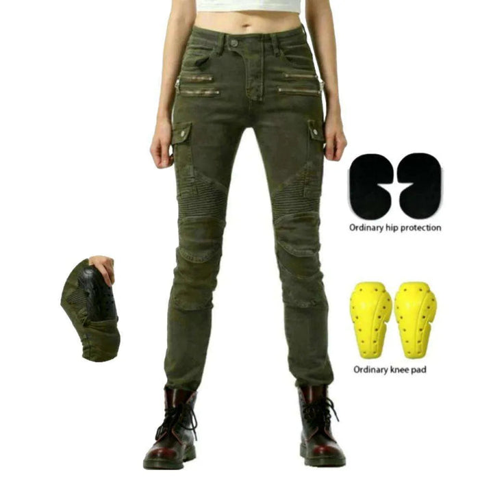 Protective women's biker jeans