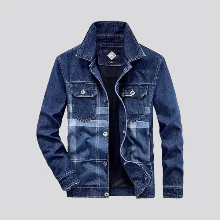 Retro Checkerboard Slim Men's Denim Jacket | Jeans4you.shop