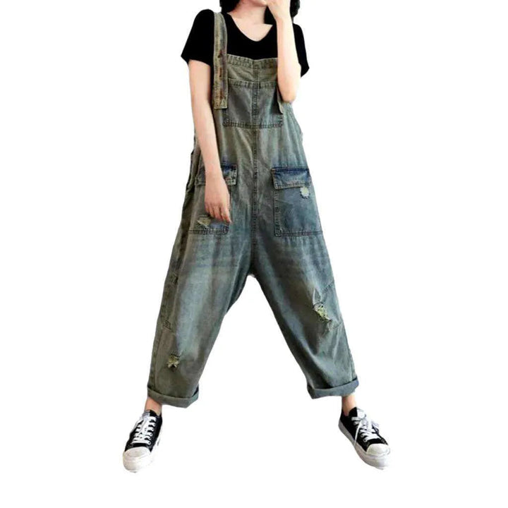 Ripped Retro Women's Jean Overall - Blue