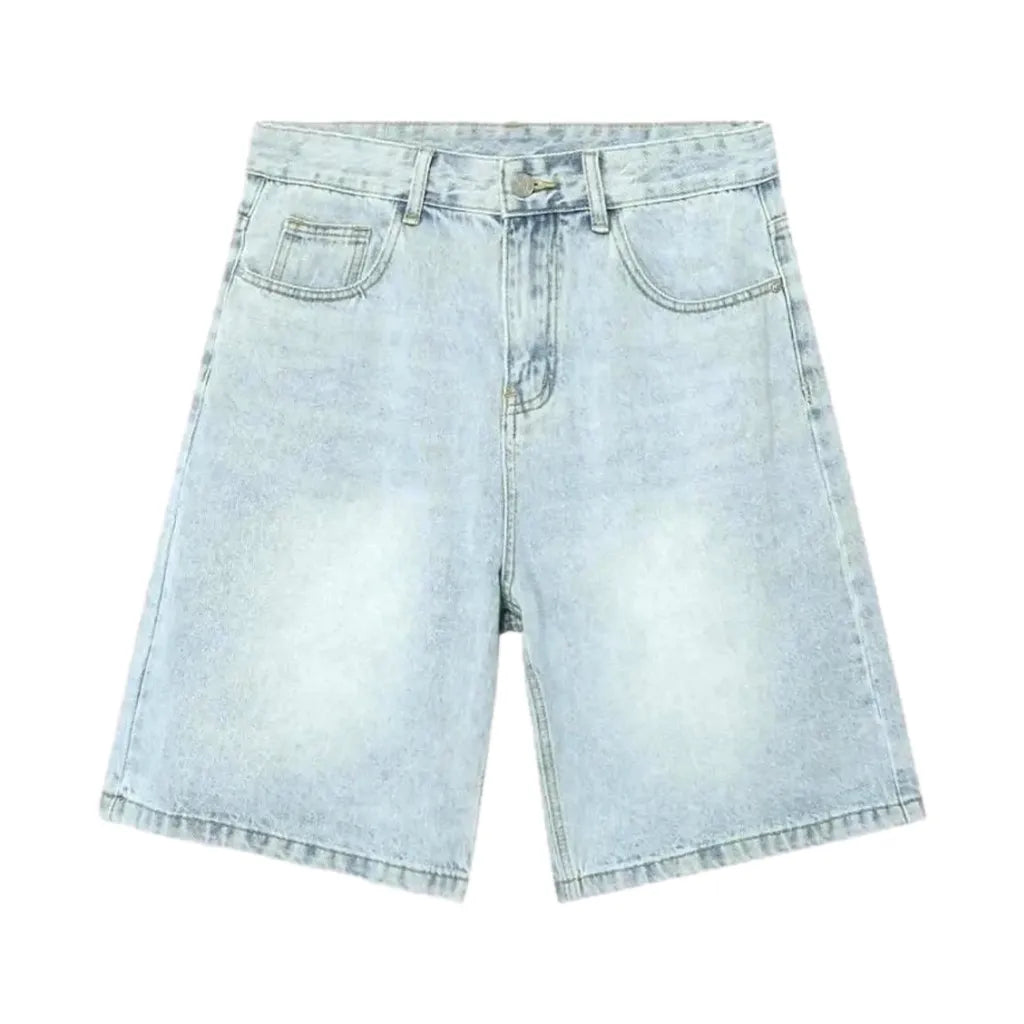 Sanded baggy jean shorts
 for men