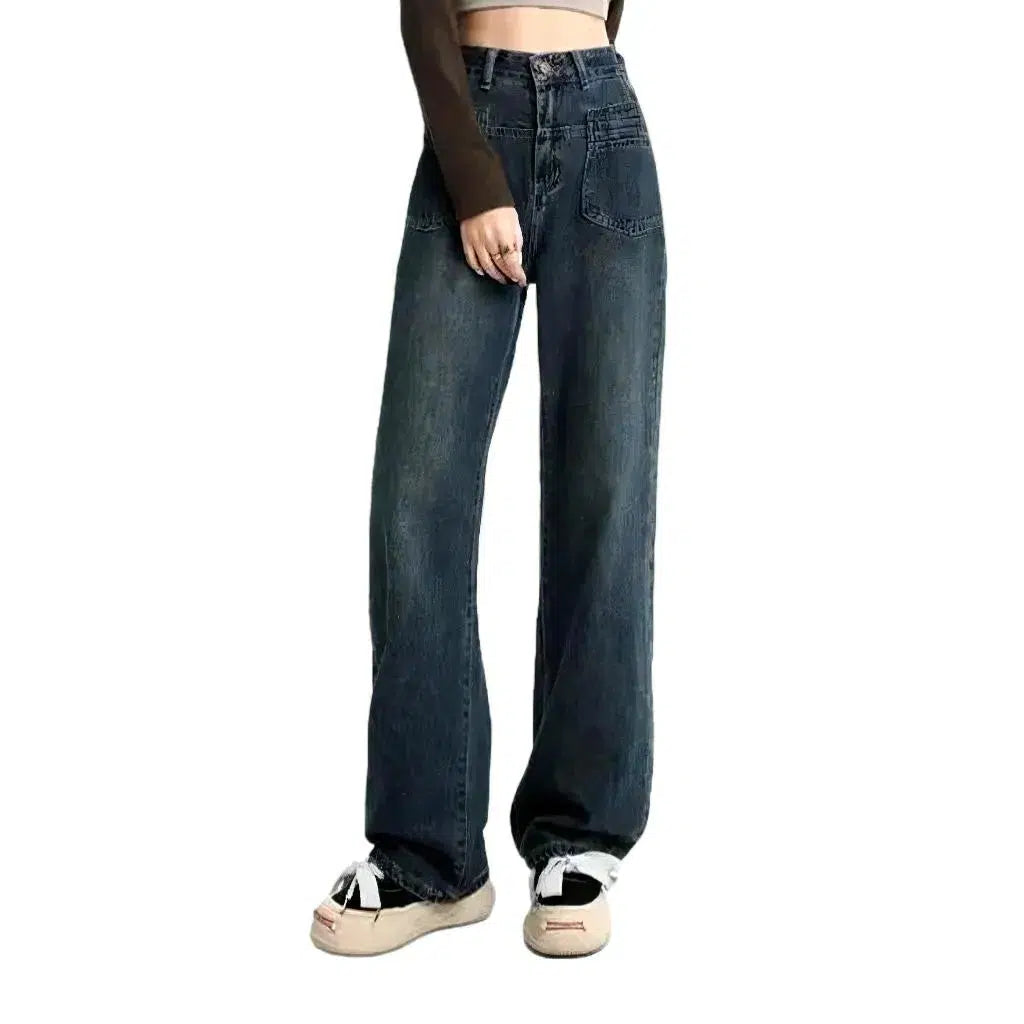 Sanded fashion jeans
 for ladies